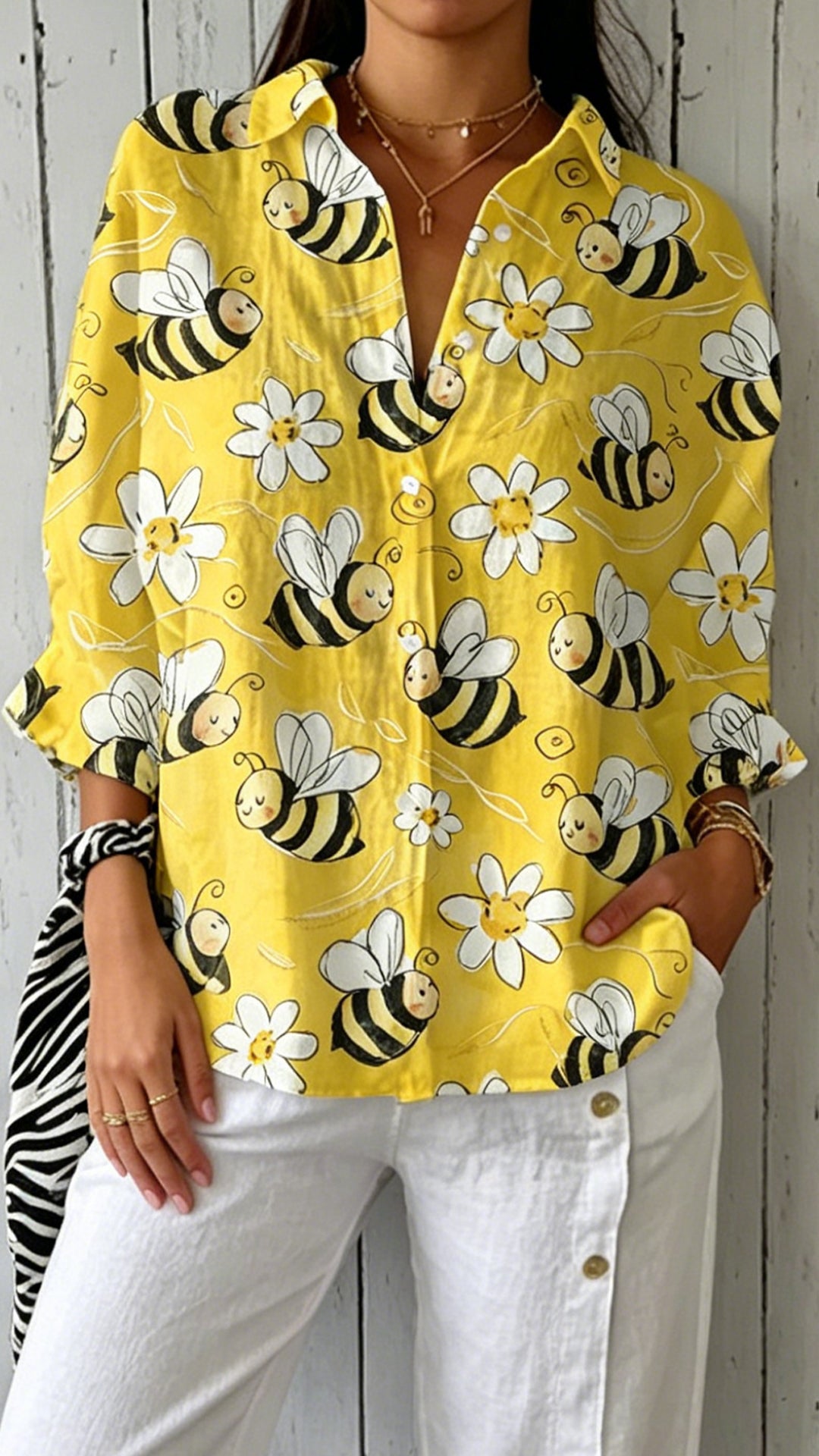 Women's Blue Floral Print Polyester Shirt