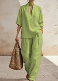 Plus Size Friendly New Arrivals🔥 Women's Casual Cozy Minimalist Linen Two-piece Set