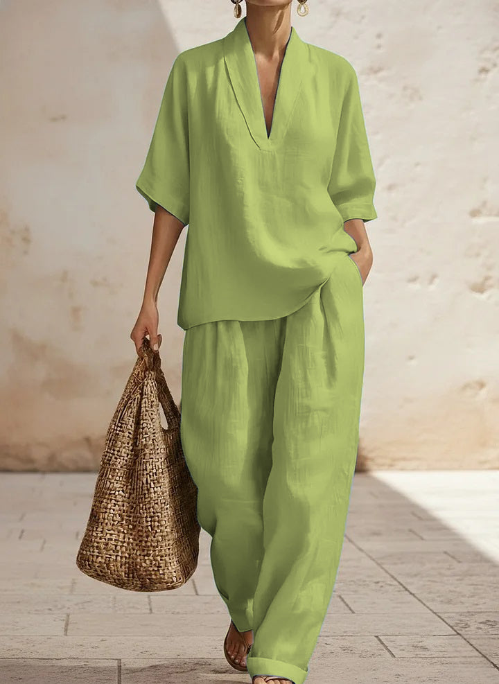 Plus Size Friendly New Arrivals🔥 Women's Casual Cozy Minimalist Linen Two-piece Set
