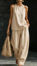 Women's Round-Neck Sleeveless Stylish Casual Set