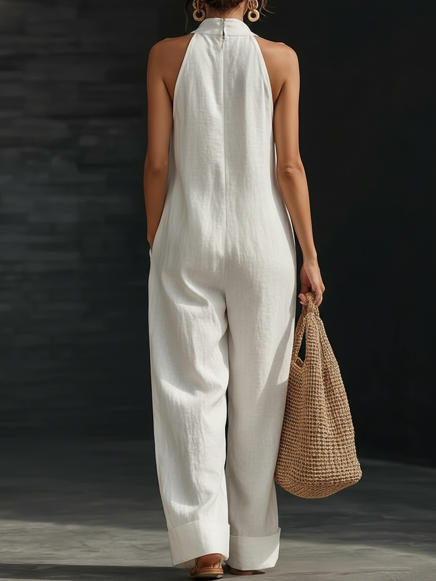 Plus Size Friendly Minimalist And Elegant Cozy Linen Jumpsuit